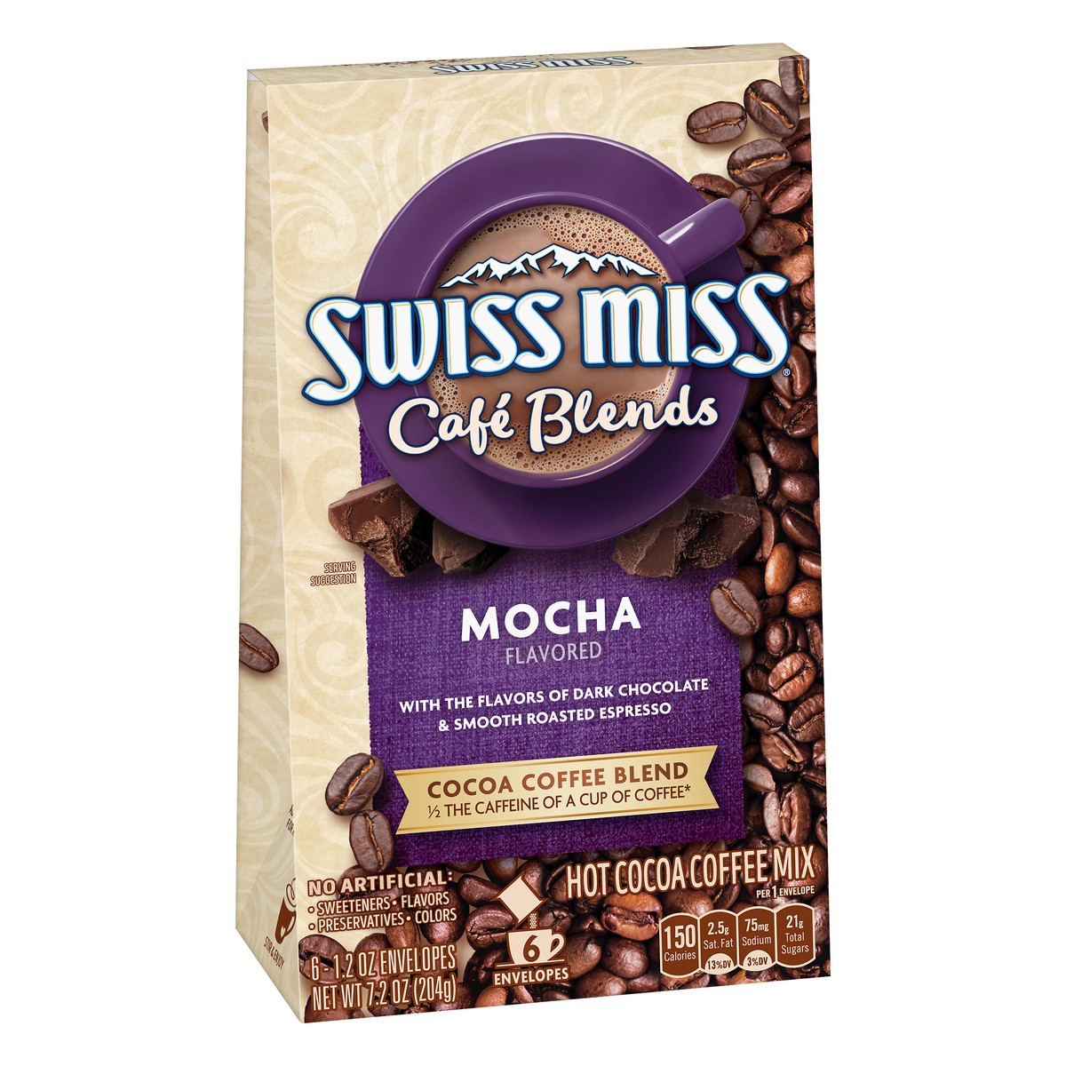 slide 3 of 10, Swiss Miss Cafe Blends Hot Cocoa Mocha Flavored Coffee Mix - 6 ct, 6 ct