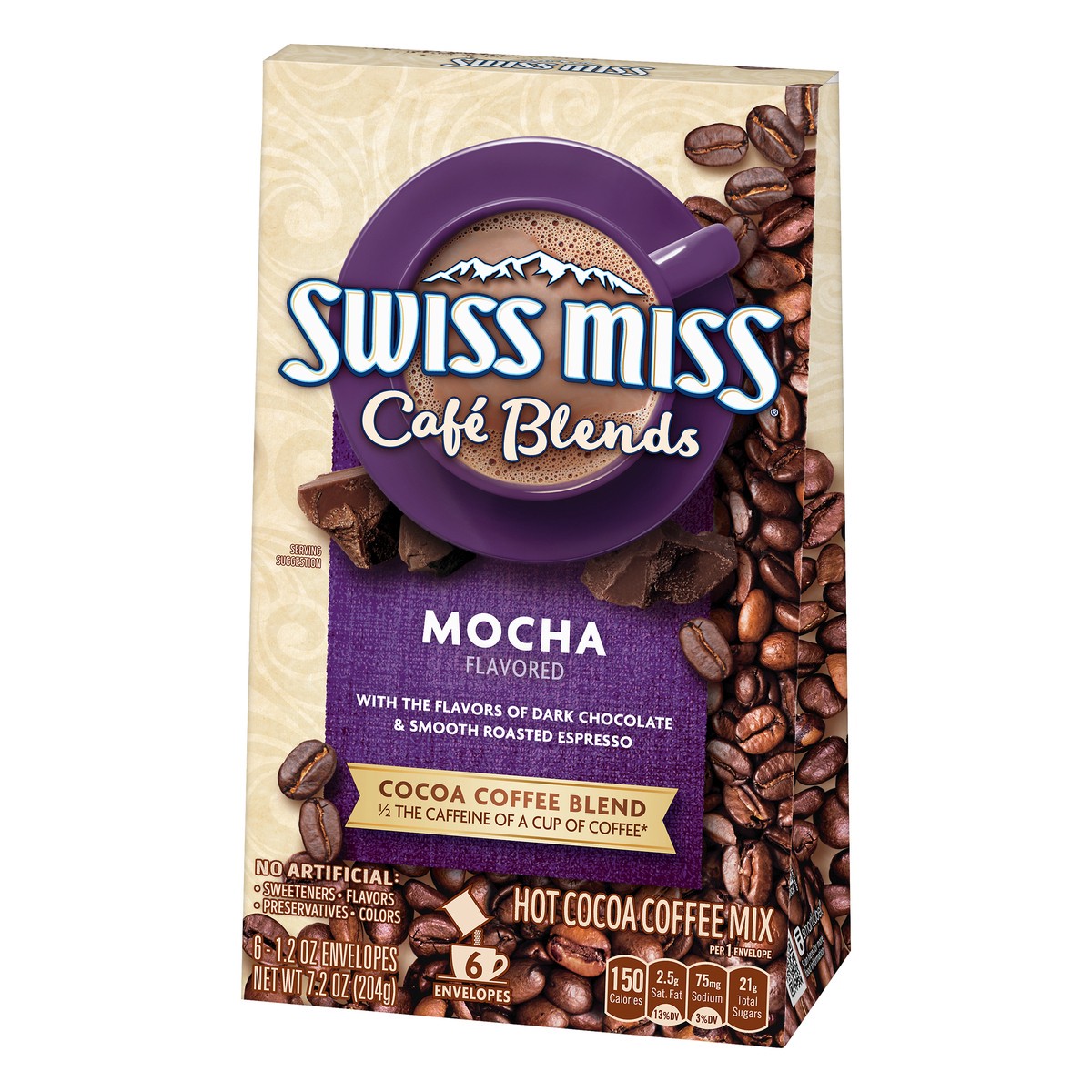 slide 4 of 10, Swiss Miss Cafe Blends Hot Cocoa Mocha Flavored Coffee Mix - 6 ct, 6 ct