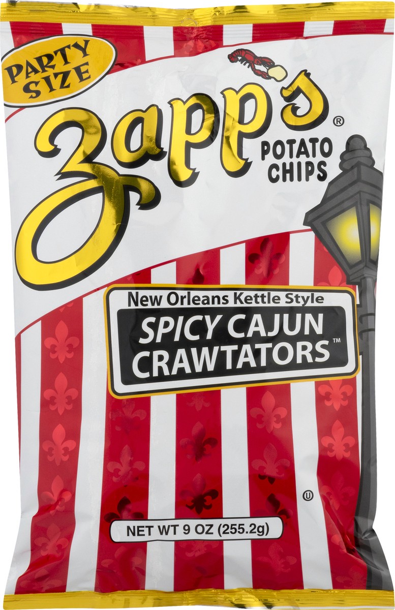 slide 7 of 9, Zapp's Party Size New Orleans Kettle Style Spicy Cajun Crawtators Potato Chips 9.0 oz, 9 oz