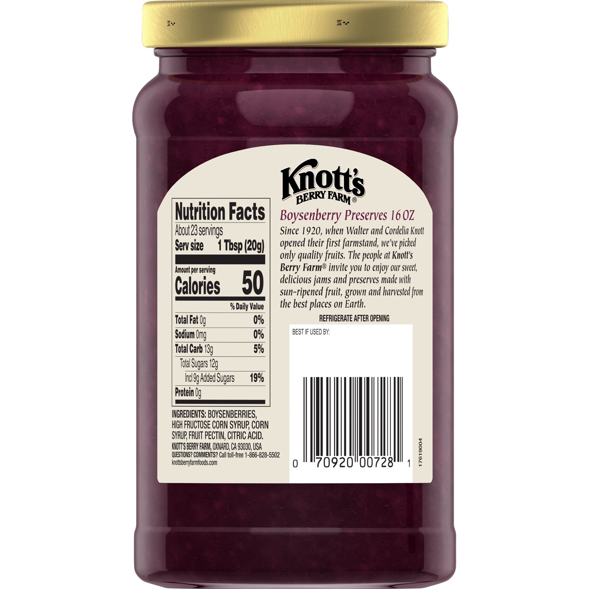 slide 7 of 10, Knott's Berry Farm Pure Boysenberry Preserves, 16-Ounce, 16 oz