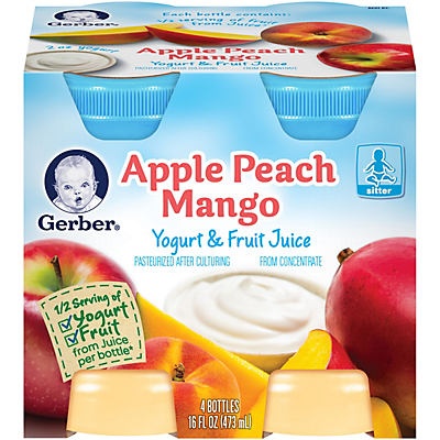 slide 1 of 1, Gerber Yogurt Juice Peach Mango And Apple Juice 100%, 6 ct; 16 fl oz