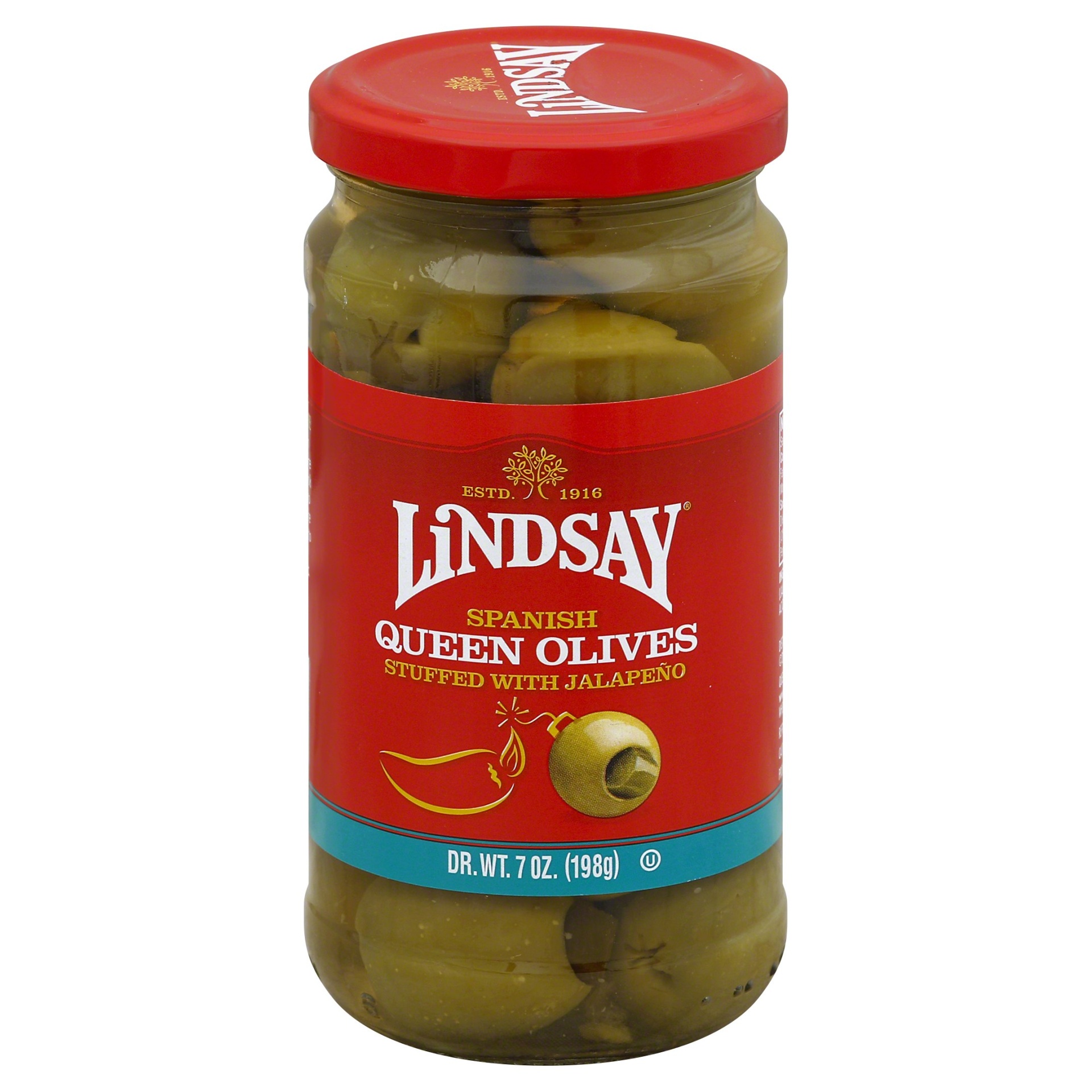 slide 1 of 6, Lindsay Queen Olives With Jalapeno, 7 oz