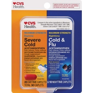 slide 1 of 1, CVS Health Max Strength Severe Cold & Flu Day & Night Combo Pack Day/Night, 30 ct