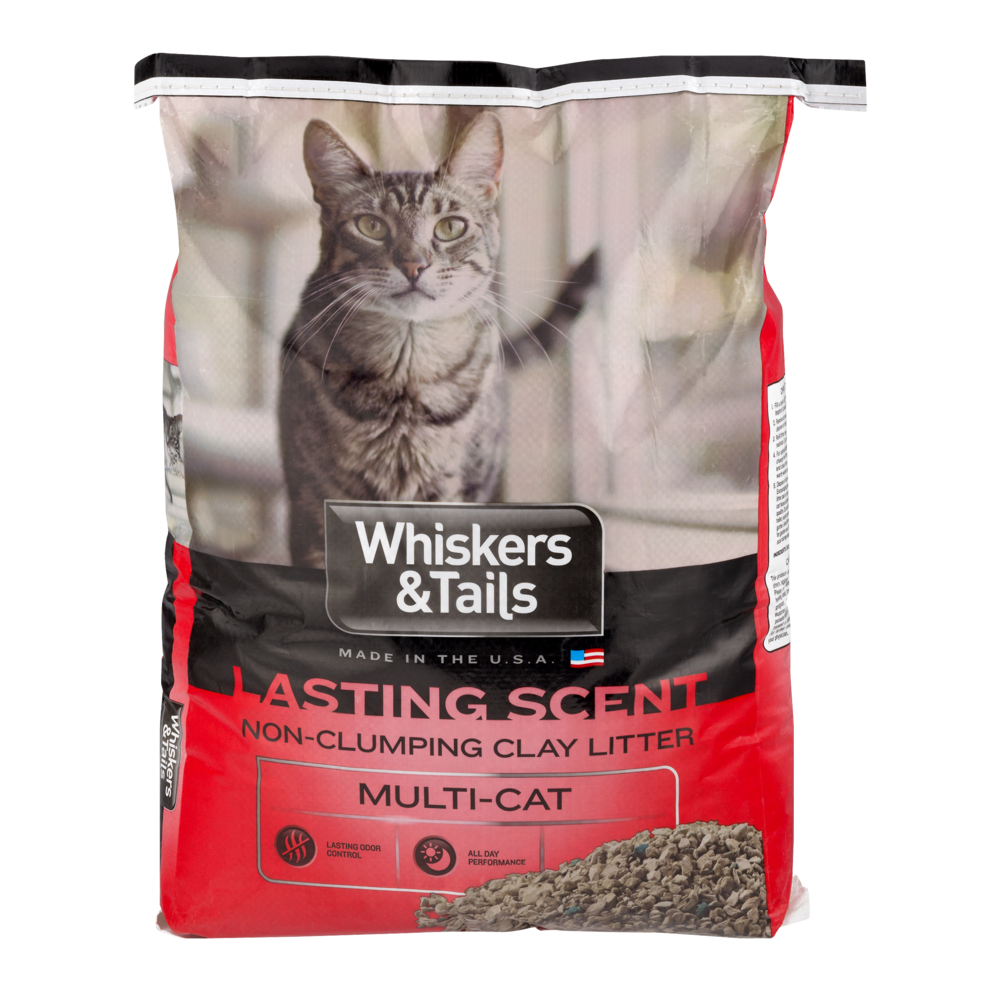 slide 1 of 1, Whiskers & Tails Lasting Scent Non-Clumping Clay Litter Multi-Cat, 20 lb