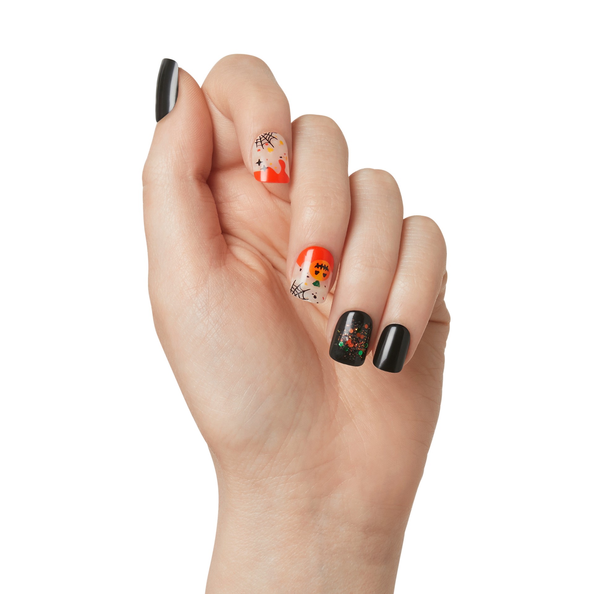 slide 3 of 5, imPRESS Press-On Nails, Halloween, No Glue Needed, Black, Short Square Shape, 33 Ct., 30 ct