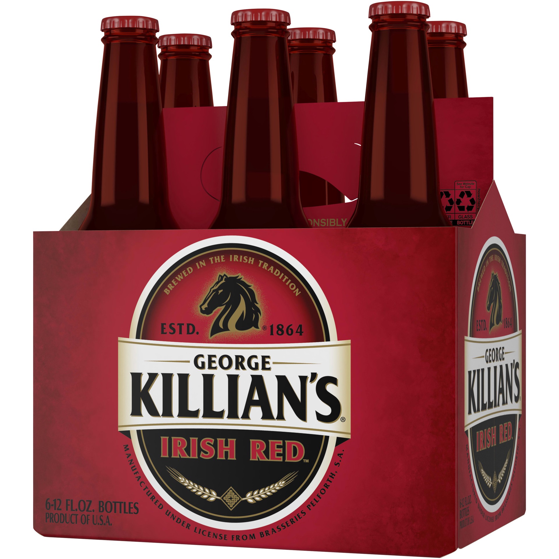 slide 4 of 5, Killian's Irish Lager Beer, 6 Pack, 12 fl. oz. Bottles, 5.4% ABV, 6 ct; 12 oz