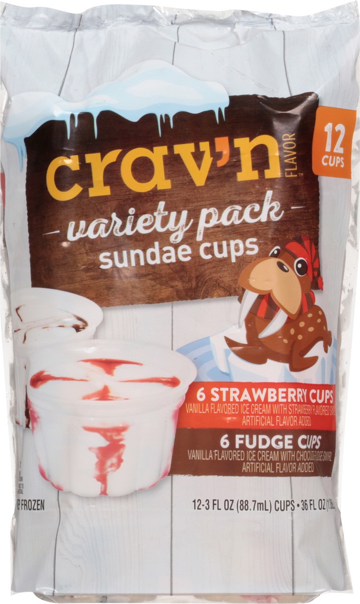 slide 12 of 15, Crav'n Flavor Cravn Var Ic Cup Strw/Fudge, 12 ct