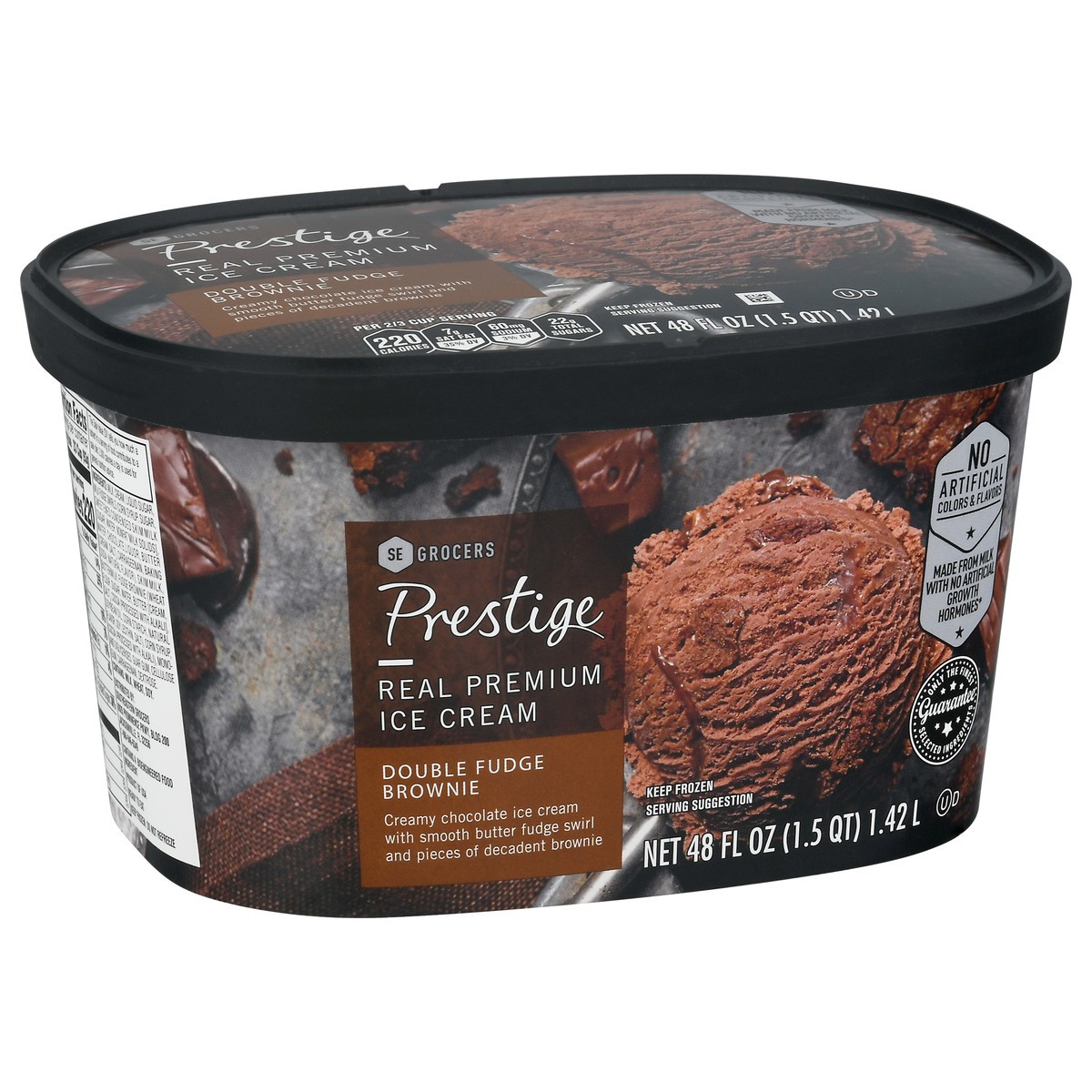 slide 3 of 9, Prestige Real Premium Ice Cream Double Fudge Brownie, 48 oz