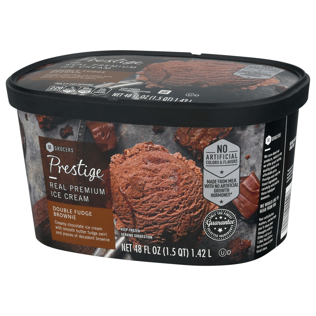 slide 6 of 9, Prestige Real Premium Ice Cream Double Fudge Brownie, 48 oz