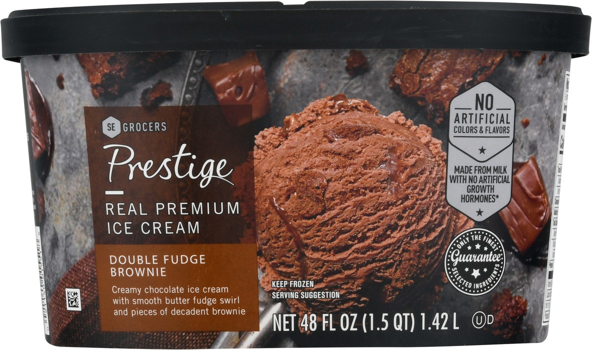 slide 2 of 9, Prestige Real Premium Ice Cream Double Fudge Brownie, 48 oz