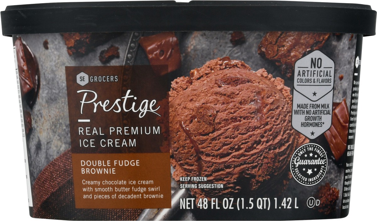 slide 9 of 9, Prestige Real Premium Ice Cream Double Fudge Brownie, 48 oz