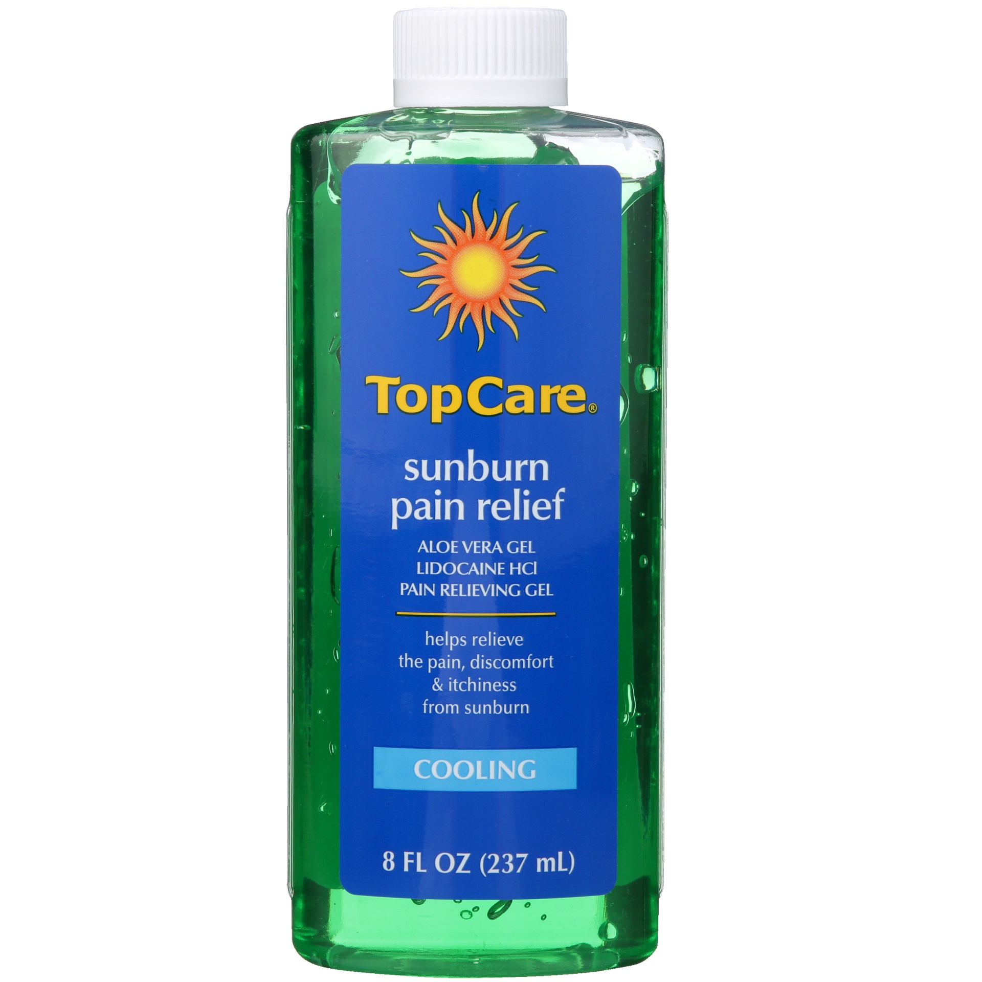 slide 1 of 1, TopCare Pain Relief, Sunburn, Cooling, Gel, 8 oz