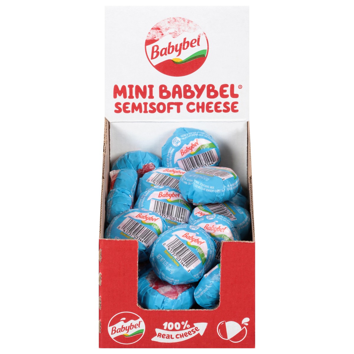 slide 1 of 10, Babybel Mini Light Semisoft Cheese 30-0.75 oz Packs, 30 ct