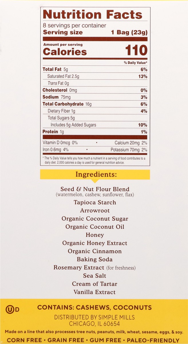 slide 6 of 15, Simple Mills Sweet Thins Honey Cinn Snack Pack, 6.5 oz