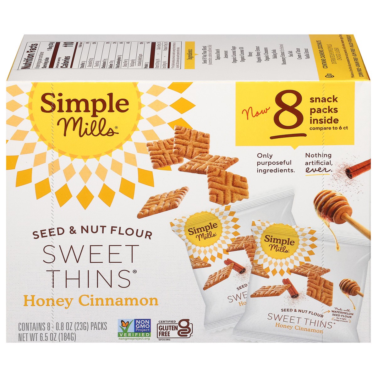 slide 8 of 15, Simple Mills Sweet Thins Honey Cinn Snack Pack, 6.5 oz