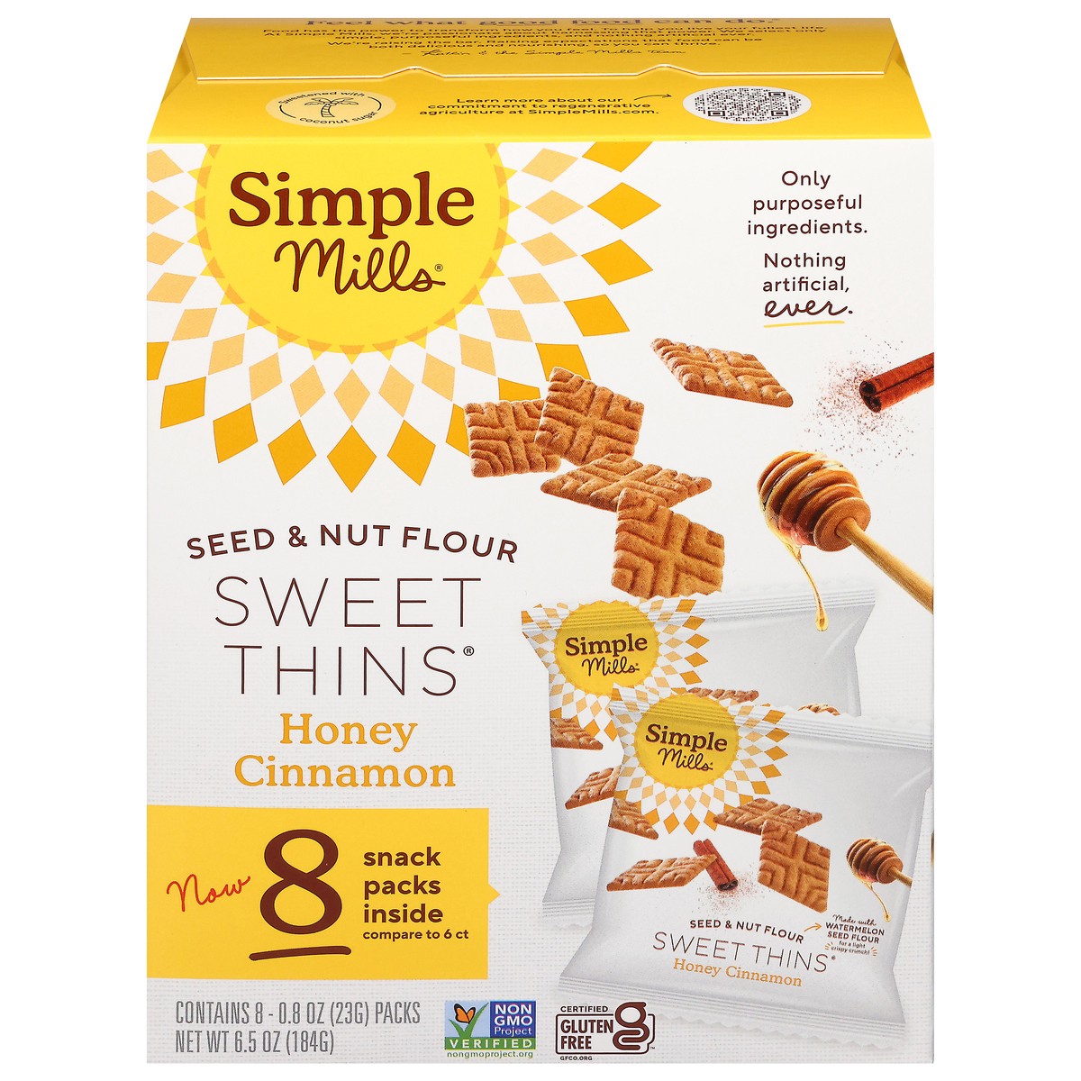 slide 1 of 15, Simple Mills Sweet Thins Honey Cinn Snack Pack, 6.5 oz