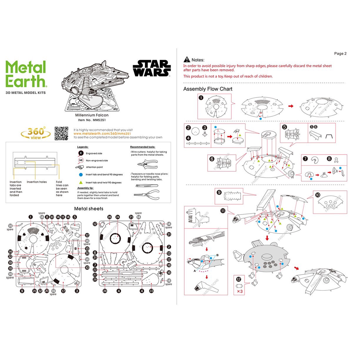 slide 3 of 13, Fascinations Metal Earth Star Wars Millennium Falcon Steel Model Kit, 2.83 in x 2.2 in x 1.81 in