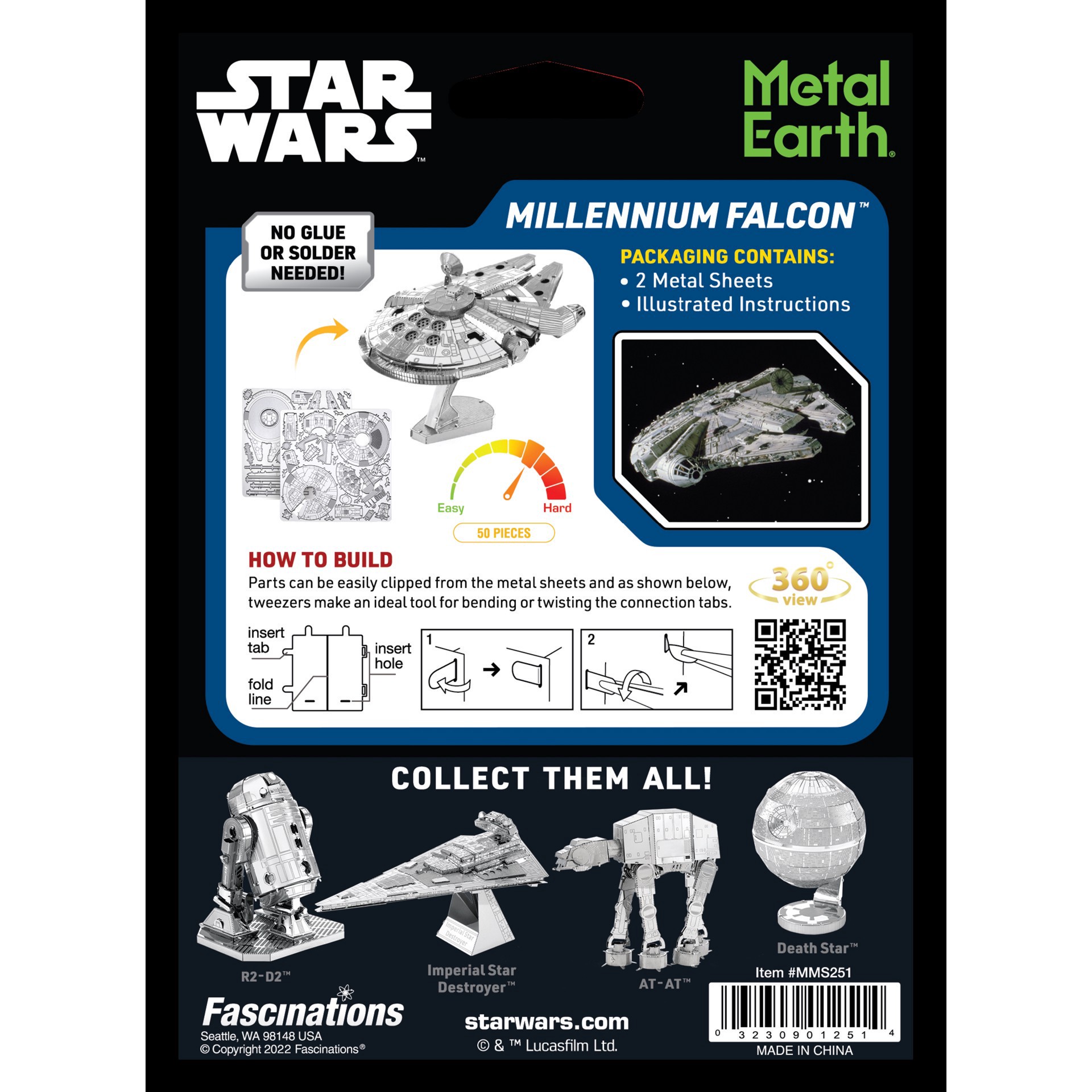 slide 4 of 13, Fascinations Metal Earth Star Wars Millennium Falcon Steel Model Kit, 2.83 in x 2.2 in x 1.81 in