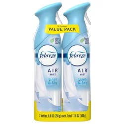 Febreze Air Freshener Spray, Odor-Fighting Room Spray, Linen & Sky Scent, 8.8oz, 2 Count
