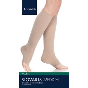 slide 1 of 1, Sigvaris ACCE 970 Calf Open-Toe Firm Compreion Large Short Light Beige (Crispa), 1 ct