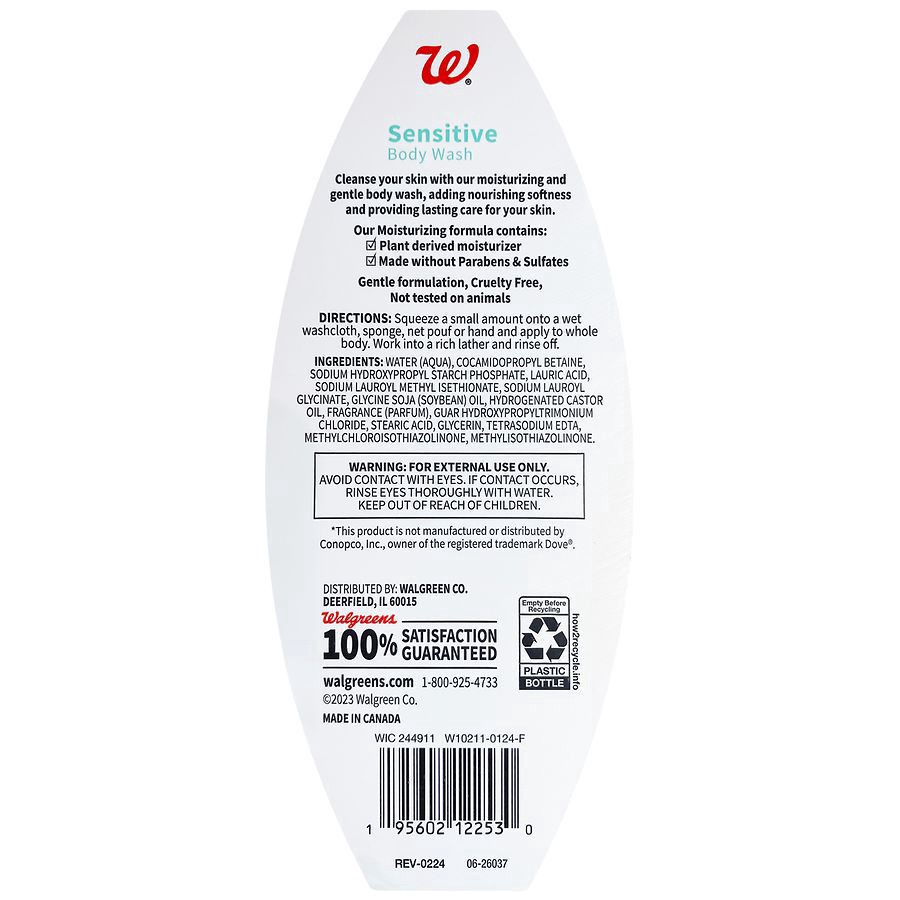 slide 3 of 4, Walgreens Sensitive Body Wash, 22 fl oz