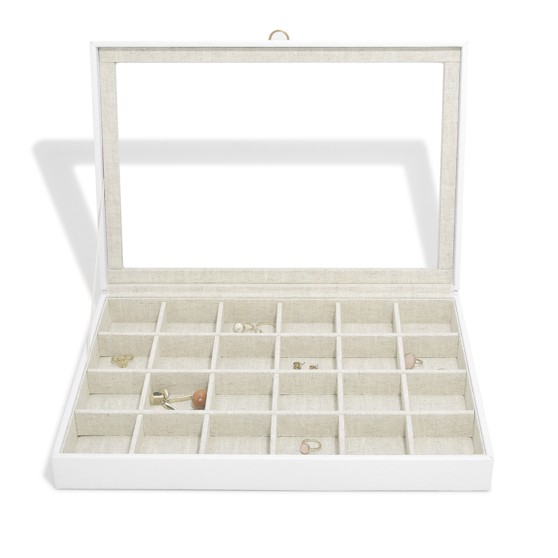 slide 3 of 3, Lilarie & Co. Jewelry Box With Glass Lid, 14 in x 9 in x 2 in