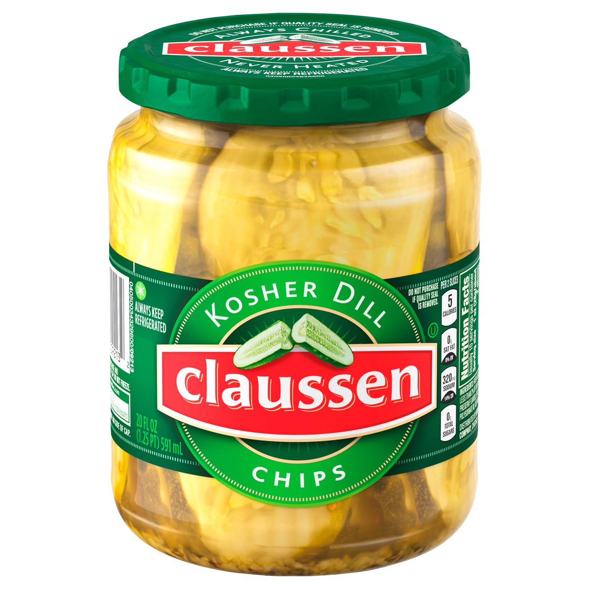 slide 11 of 13, Claussen Kosher Dill Pickle Chips, 20 fl. oz. Jar, 20 fl oz