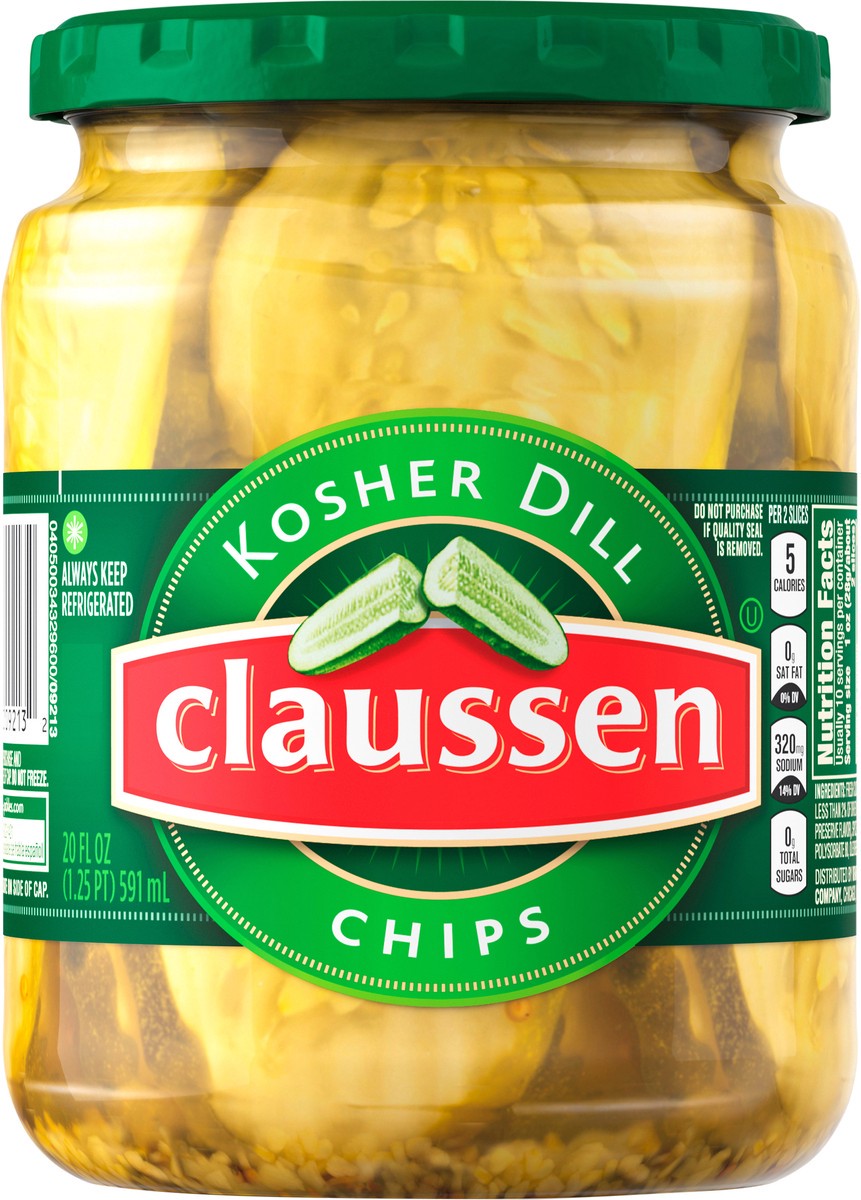 slide 9 of 13, Claussen Kosher Dill Pickle Chips, 20 fl. oz. Jar, 20 fl oz