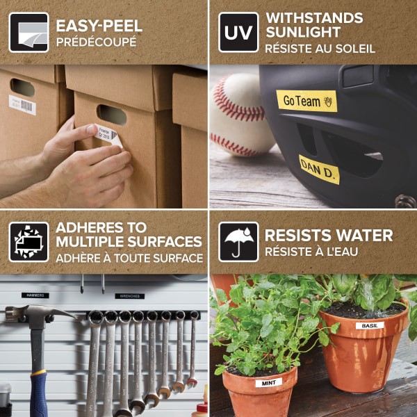 slide 2 of 6, Dymo D1 High-Performance Flexible Nylon Fabric Tape For Dymo Labelmanager Label Makers, 1/2"" X 12’, Black Print On White, 1 ct