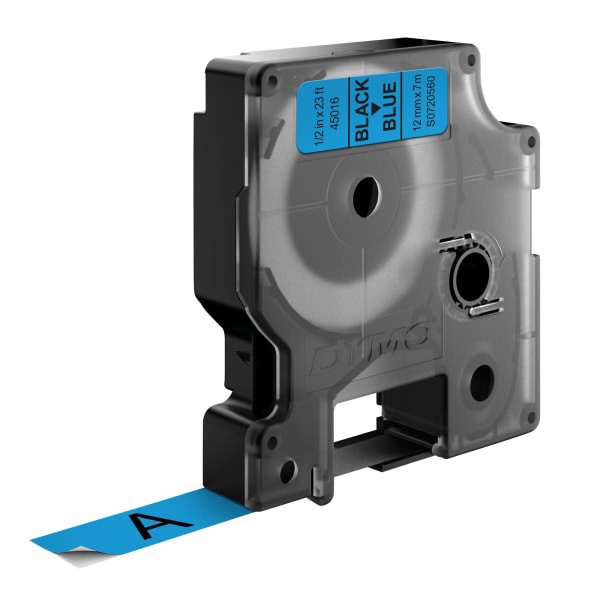 slide 8 of 10, Dymo Standard D1 Labeling Tape For Labelmanager Label Makers, Black Print On Blue Tape, 1/2'' W X 23' L, 1 Cartridge, 1 ct