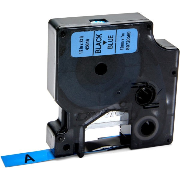 slide 4 of 10, Dymo Standard D1 Labeling Tape For Labelmanager Label Makers, Black Print On Blue Tape, 1/2'' W X 23' L, 1 Cartridge, 1 ct