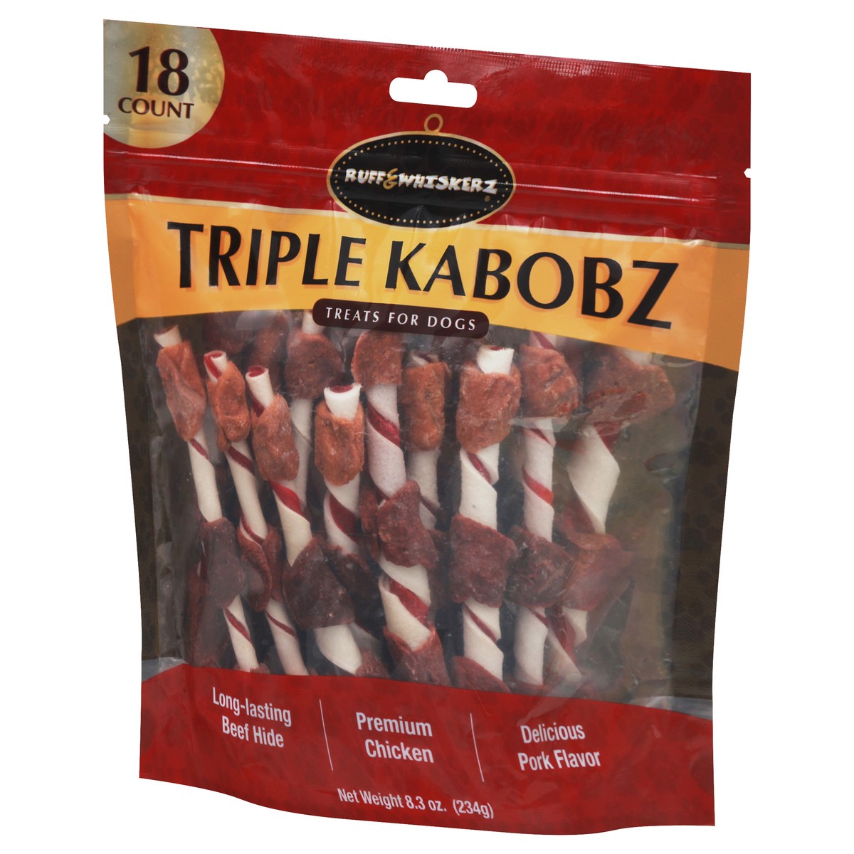 slide 10 of 12, Ruff & Whiskerz Triple Kabobz Pork Flavor Treats for Dogs 18 Count 18 ea, 18 ct