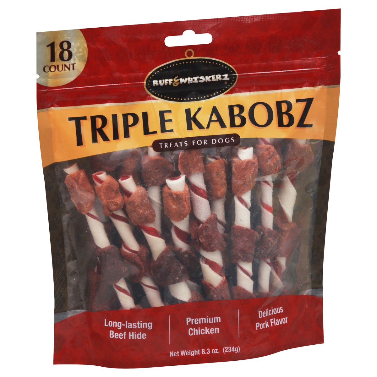 slide 6 of 12, Ruff & Whiskerz Triple Kabobz Pork Flavor Treats for Dogs 18 Count 18 ea, 18 ct