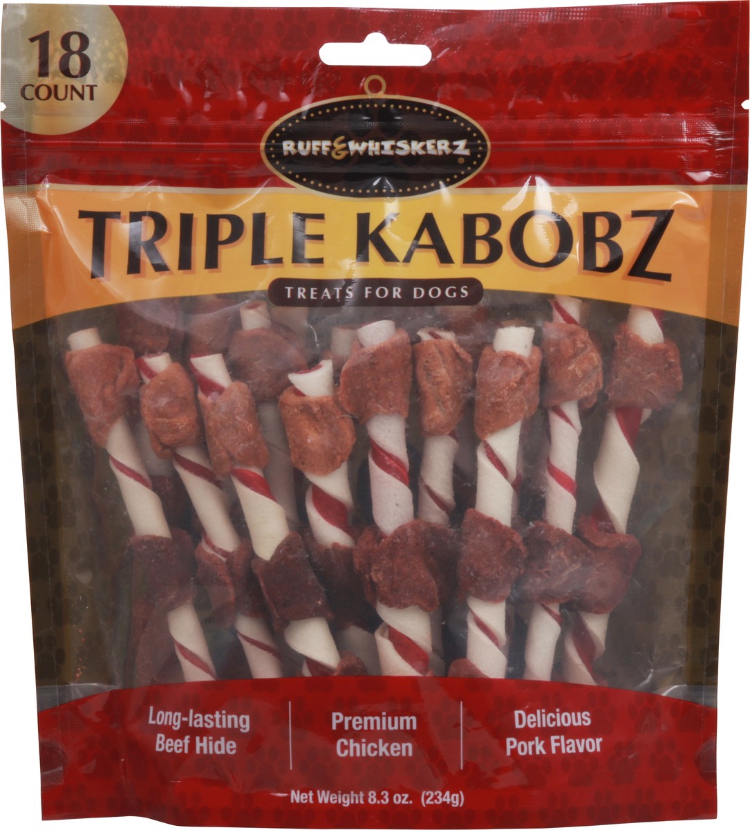slide 11 of 12, Ruff & Whiskerz Triple Kabobz Pork Flavor Treats for Dogs 18 Count 18 ea, 18 ct