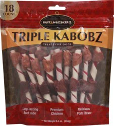 Ruff & Whiskerz Triple Kabobz Pork Flavor Treats for Dogs 18 Count 18 ea