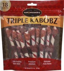 Ruff & Whiskerz Triple Kabobz Pork Flavor Treats for Dogs 18 Count