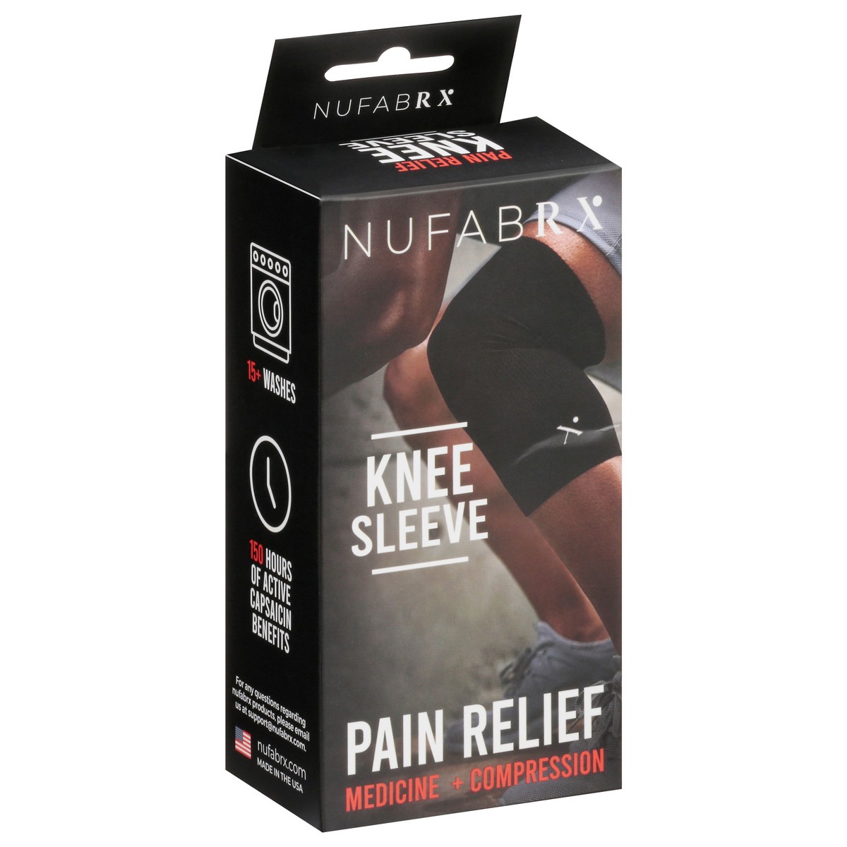 slide 8 of 12, Nufabrx Black Medicine Infused Knee Sleeve One Size Fits Most 1 ea, 1 ct