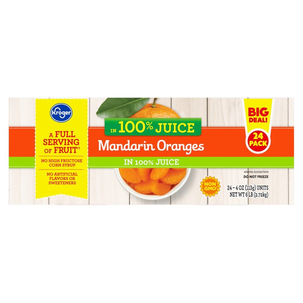 slide 2 of 2, Kroger Mandarin Oranges In 100% Juice 24 Count, 6 lb