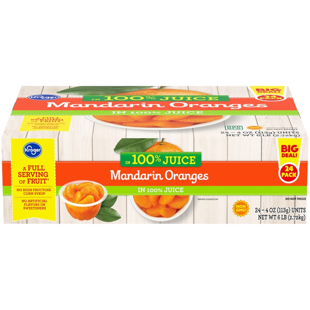 slide 1 of 2, Kroger Mandarin Oranges In 100% Juice 24 Count, 6 lb