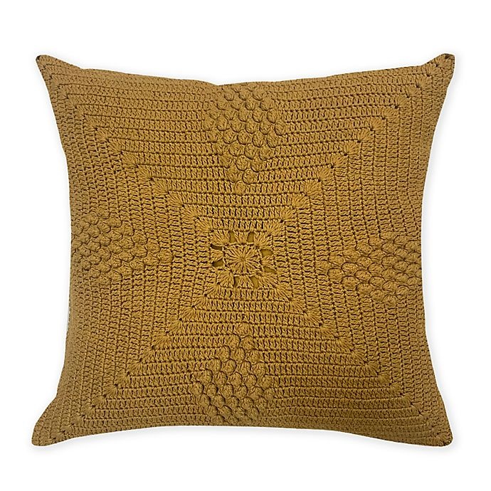 slide 1 of 1, Global Caravan Rajisthan Crocheted Square Throw Pillow - Amber Gold, 1 ct