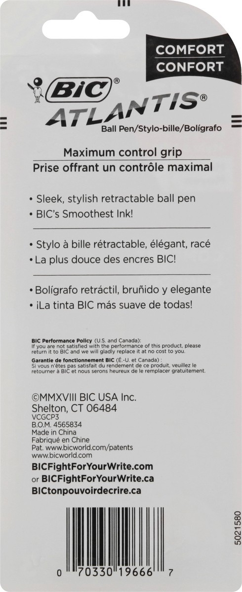 slide 5 of 9, BIC Atlantis Medium Comfort Black Ball Pens 3 ea, 3 ct