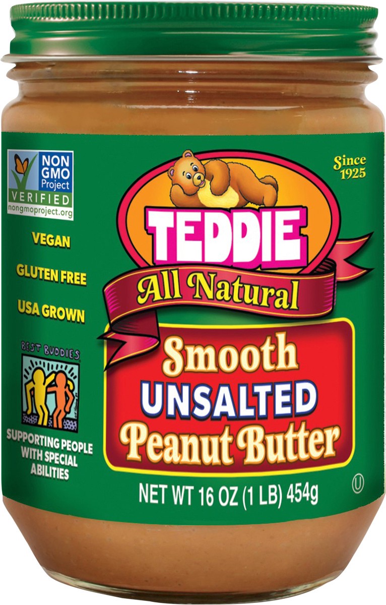 slide 9 of 12, Teddie Natural Smooth Unsalted Peanut Butter, 16 oz