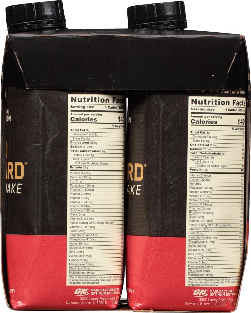 slide 2 of 4, Optimum Nutrition Chocolate Protein Shakes, 4 ct; 11 fl oz