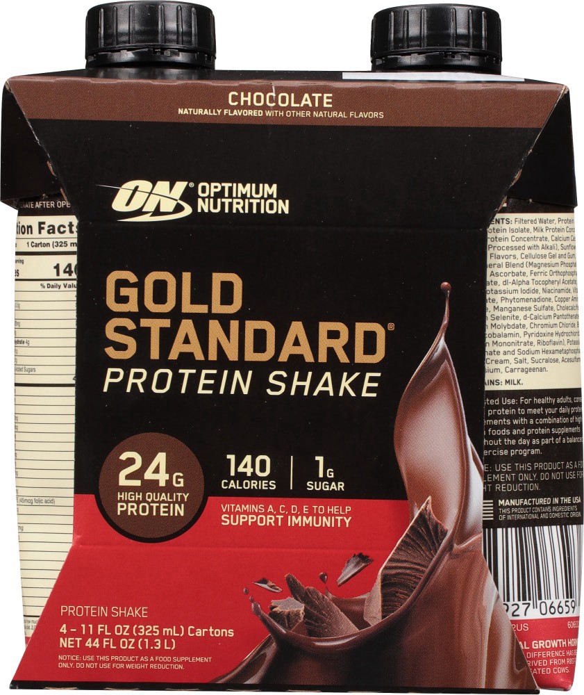 slide 3 of 4, Optimum Nutrition Chocolate Protein Shakes, 4 ct; 11 fl oz