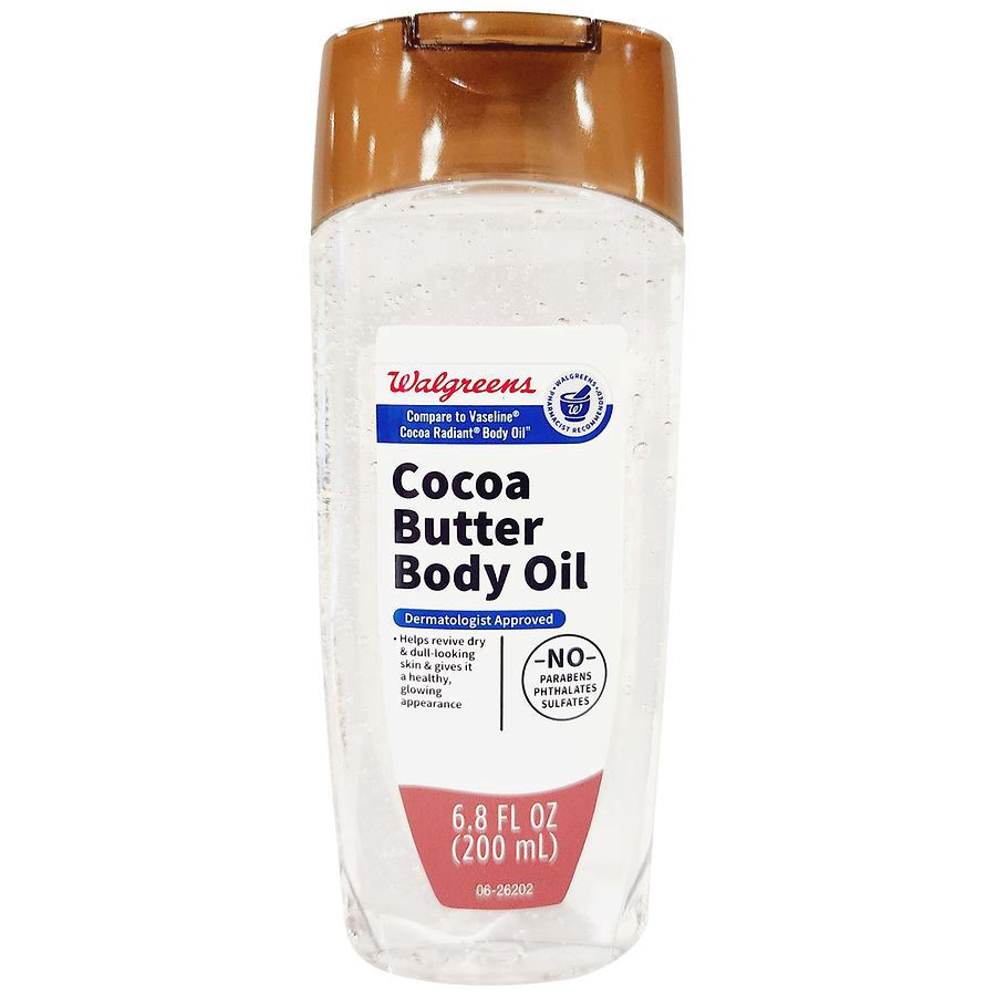 slide 1 of 4, Walgreens Cocoa Butter Body Oil, 6.8 fl oz