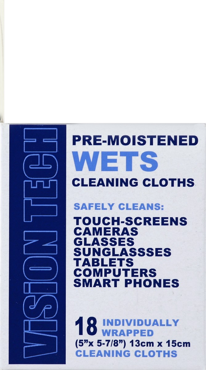 slide 4 of 5, Vision Tech Cleaning Cloths 18 ea, 18 ct
