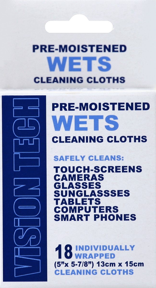 slide 1 of 5, Vision Tech Cleaning Cloths 18 ea, 18 ct