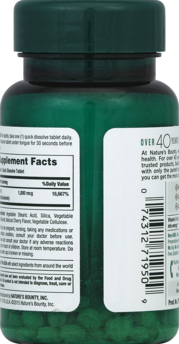 slide 3 of 5, Nature's Bounty Methylcobalmin B12 1000 Mcg, 60 ct