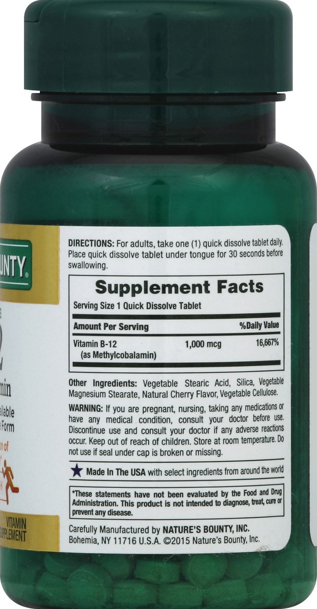 slide 4 of 5, Nature's Bounty Methylcobalmin B12 1000 Mcg, 60 ct