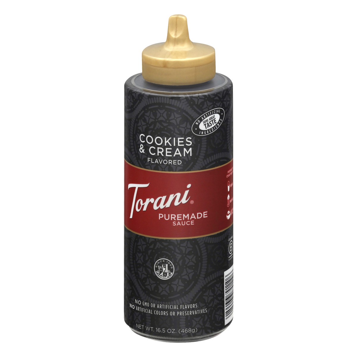 slide 3 of 10, Torani Sauce Puremade Cookies & Cream Flavored, 16.5 oz